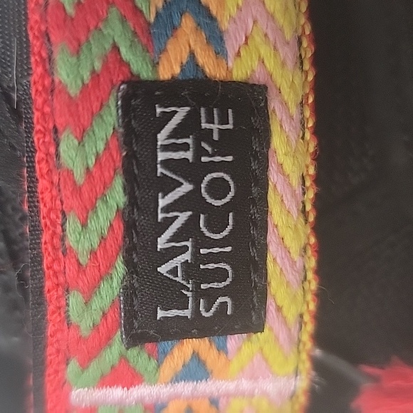 LANVIN SUICOKE Rainbow Embroidered Fringe Boho Platform Adjust Strap Sandals 7 - Picture 11 of 13